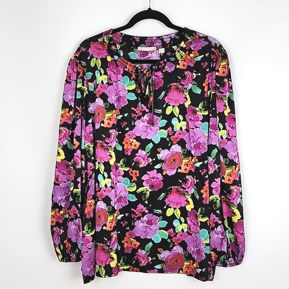 Sunny Leigh Juliet Women's Multi Colour Floral Blouse Print Lightweight Size 3X - Picture 1 of 12